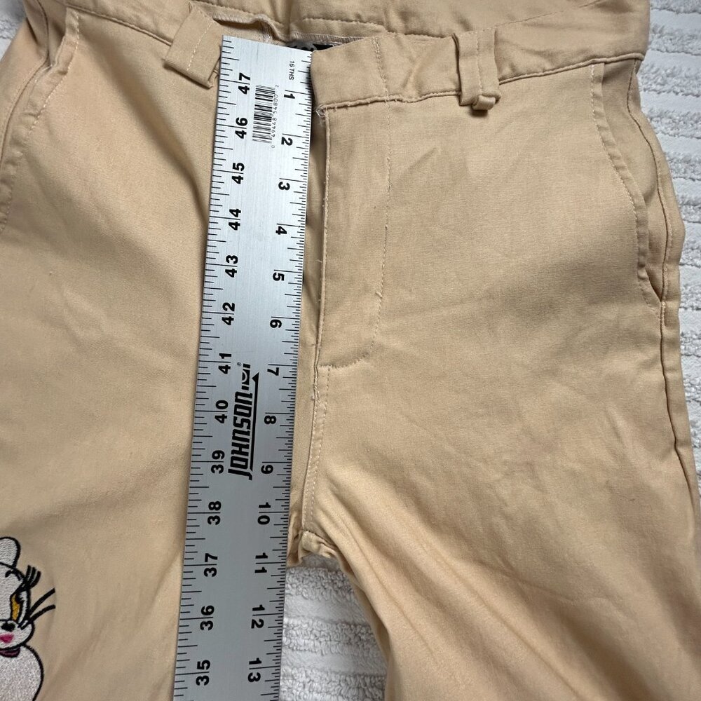 Omighty Womens Tom & Gerry Pants Size Medium Khaki Straight Leg Mid-Rise Pockets - Picture 7 of 9
